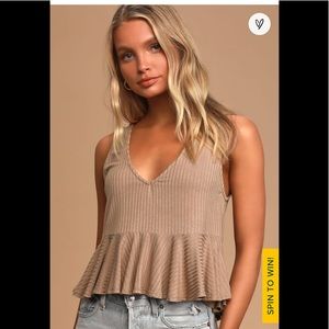 Lulus peplum top v neck light brown M